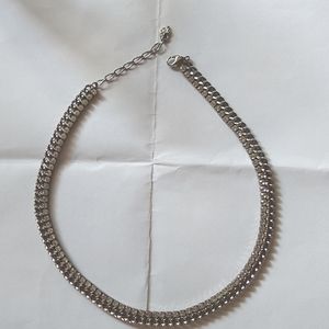 Swarovski 17" long adjustable necklace with the swan stamp. Black & grey silver